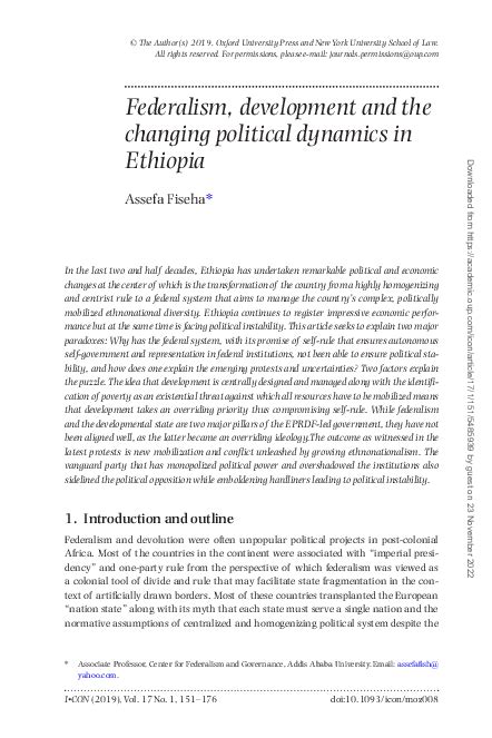 (PDF) Federalism, development and the changing political dynamics in Ethiopia | Assefa Fiseha ...