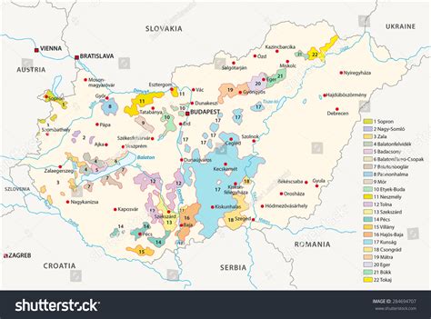 Hungary Wine Regions Map Stock Vector (Royalty Free) 284694707 ...