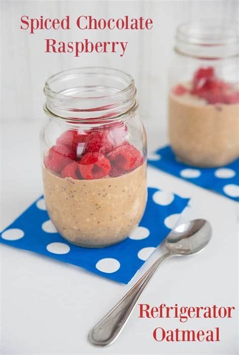 Spiced Chocolate Raspberry Refrigerator Oatmeal - The Kitchen Magpie