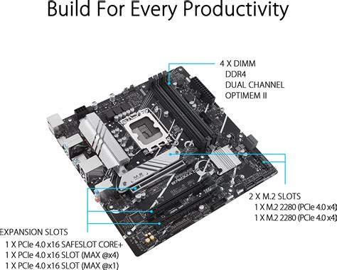 ASUS PRIME B760M-A D4 LGA1700 mATX Motherboard, Intel B760 Chipset, 4x ...