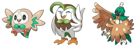 Rowlet Evolution line by krokus00 on DeviantArt