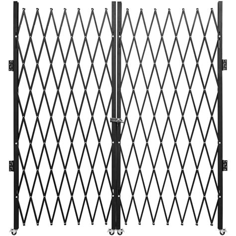 VEVOR Double Folding Security Gate, 5.1' H x 10.2' W Folding Door Gate, Steel Accordion Security ...