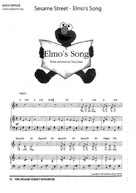 Sesame Street-Elmo's Song Sheet Music pdf, - Free Score Download ★