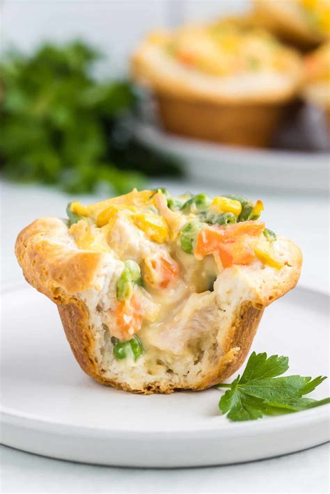 Mini Chicken Pot Pies are an easy dinner recipe using precooked chicken ...