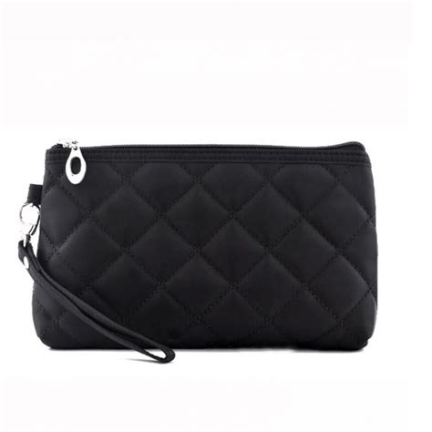 Plain Black Zippered Cotton Cosmetic Bag