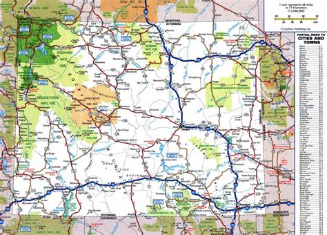 Large Detailed Roads And Highways Map Of Wyoming State With National ...