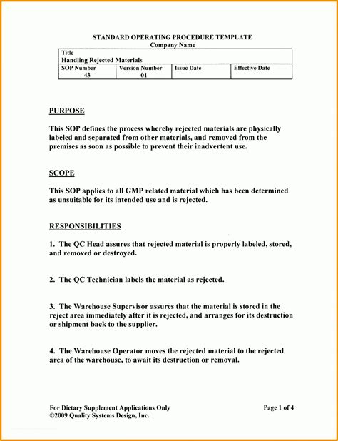 Standard Operating Procedure Manual