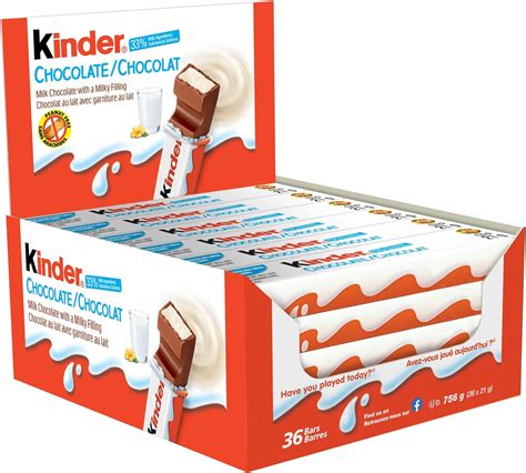 KINDER CHOCOLATE Single Bars, 36 Packs, Individually Wrapped Milk ...