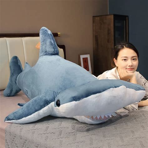 100CM Big Simulation Whale Plush Toy Stuffed Soft Hammerhead Sharks ...