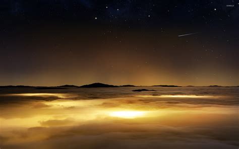 Starry sky above the golden clouds wallpaper - Space wallpapers - #49778