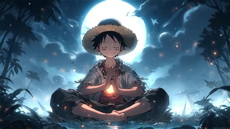 Luffy Meditating Under The Moonlight One Piece Live Wallpaper - MoeWalls