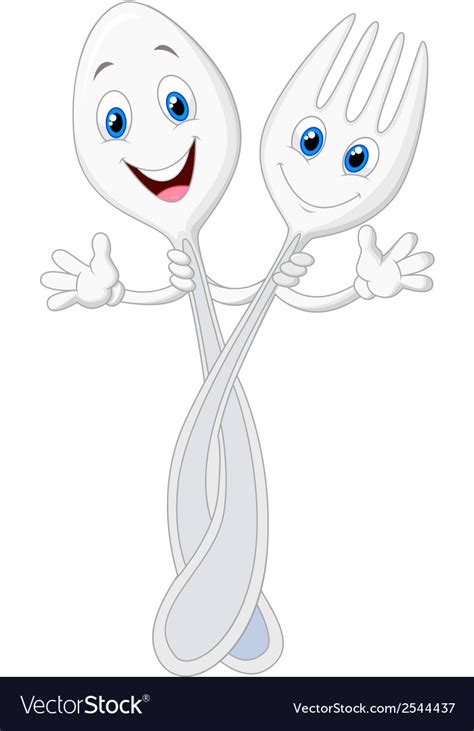 Spoon and fork cartoon Royalty Free Vector Image