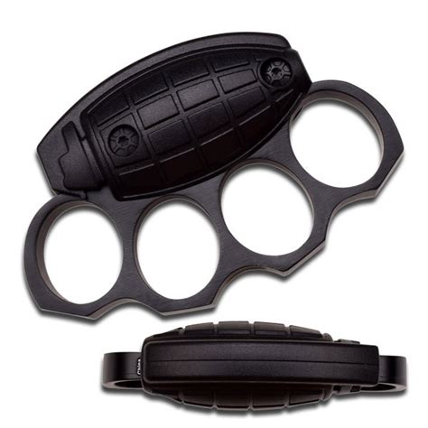 Grenade Style Black Handle Self Defense Knuckle-6L3-PK-2442B