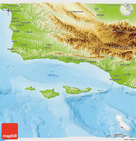 Physical 3D Map of Santa Barbara County