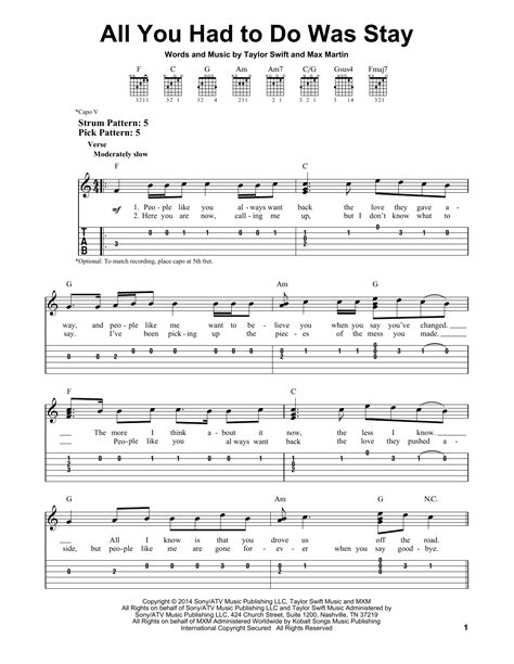 All You Had To Do Was Stay by Taylor Swift - Easy Guitar Tab - Guitar Instructor