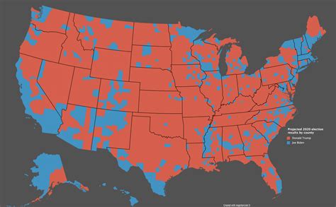 Projected 2020 election results by county : MapPorn