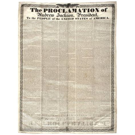 1832 Andrew Jackson's Nullification Proclamation Broadside Printed On ...