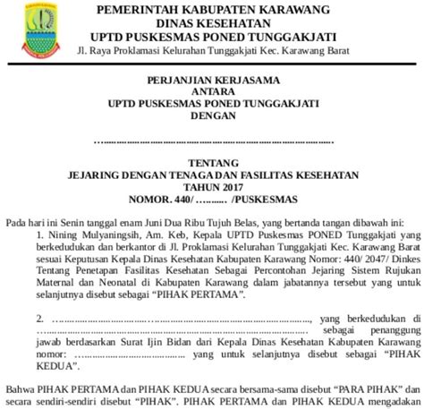 Contoh Surat Perjanjian Kerja Sama Sekolah Dengan Puskesmas | Akurat - Faktual - Elegan Moltoday.com