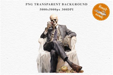 Skeleton In Chair Halloween Creepy Clipart PNG Scrapbooking