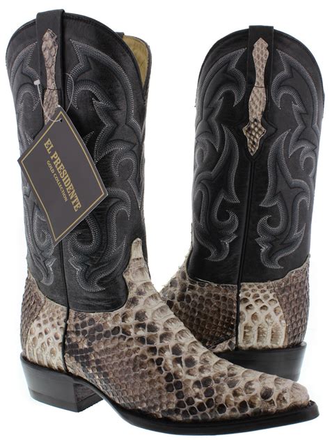 Men's Genuine Python Snakeskin Cowboy Boots Exotic Western J Toe Natural | eBay