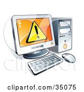 Virus Detected Notice On A Laptop Screen, With Bug Like Microchips Crawling Out Of The Disc ...
