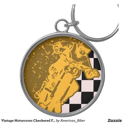 Vintage Motorcross Checkered Flag Keychain Key Chain Checkered Flag ...