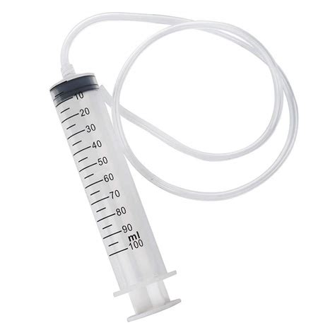 Buy Fliyeong 1PCS 100ml Portable Plastic Syringe with Soft Tubing for Hydroponics ent Measuring ...