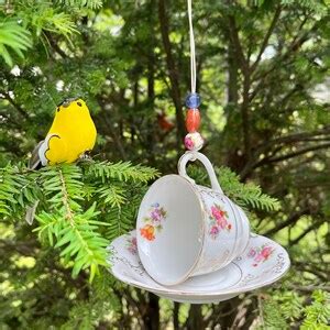 Mini Tea Cup Bird Feeder Upcycled Tea Cup Vintage Cup and - Etsy