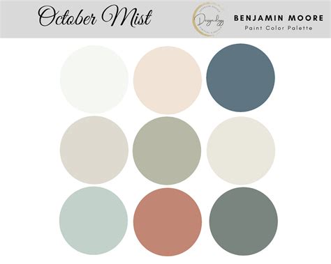 October Mist Paint Color Scheme, Premade Paint Palette, Benjamin Moore ...