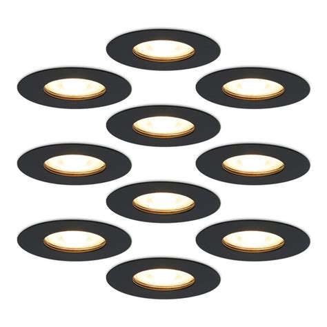 Set of 10 dimmable LED spotlights black GU10 5 Watt IP65 splashproof