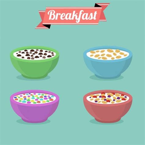 Download Coloured Cereal Bowl Collection for free in 2020 | Cute food drawings, Cereal bowls ...