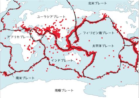 世界の震源分布とプレート上にある日本列島 | FRANKA建築設計