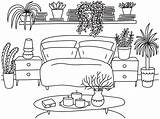 Bedroom interior coloring page Vector Illustration Cozy  sketch template