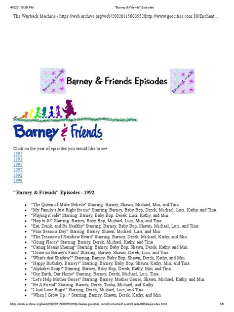 Barney & Friends - Episodes | PDF