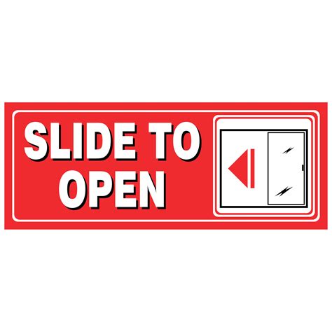 Slide left to open door sign | door sign | slide to open door sign with adhesive