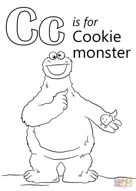 the letter c is for cookie monster coloring page with an image of a sesame character