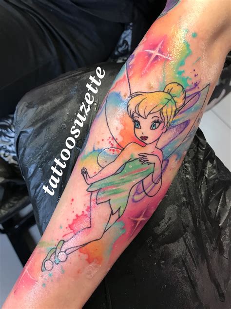 watercolor tinkerbell tattoo | Tatoeage ideeën, Tatoeage