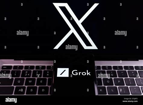 Grok AI chatbot logo seen on smartphone screen. Grok X.ai is a new ...