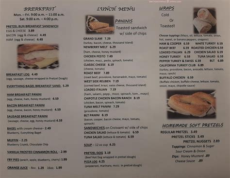 Menu at Diamond Square Market Deli Cafe, Williamsport