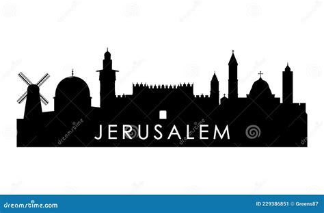 Jerusalem Skyline Silhouette. Stock Vector - Illustration of country ...