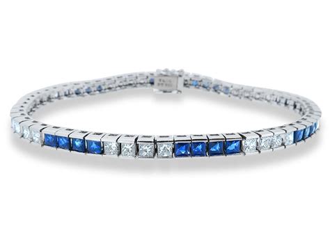 Tiffany & Co Platinum Blue Sapphire & 7.50ct Diamond Tennis Bracelet $30,000