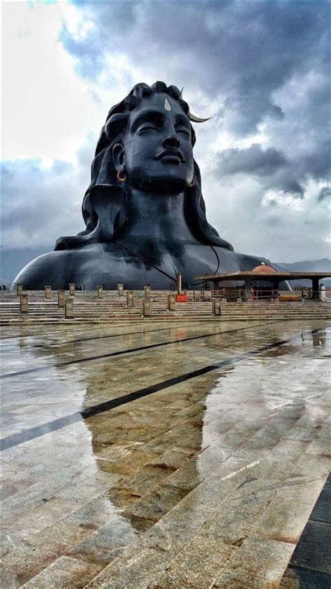 Adiyogi statue of Lord Shiva in Coimbatore, India during the monsoon ...