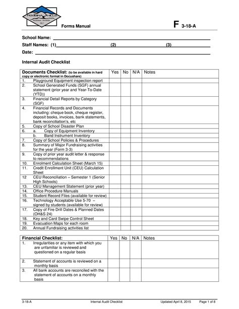 Internal Audit Checklist Format In Excel - Riset