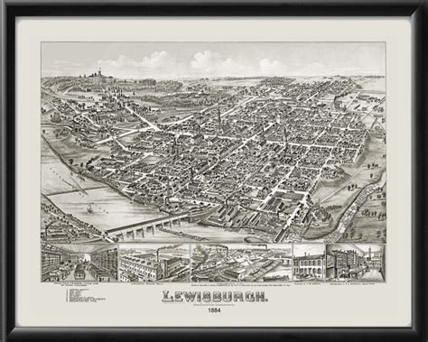 Lewisburg PA 1884 Restored Map | Vintage City Maps