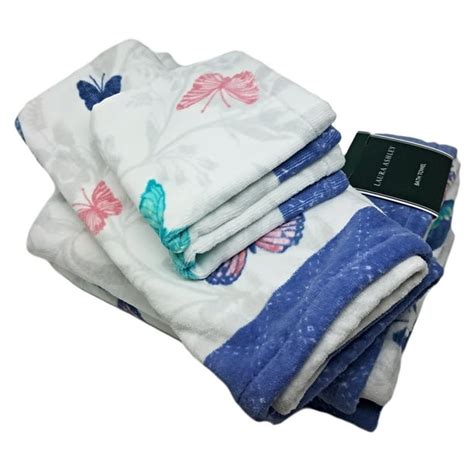 Laura Ashley 100% Cotton Sienna Butterfly Bath Towels Set 6pcs ...