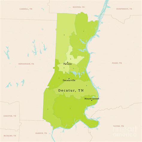 TN Decatur County Vector Map Green Digital Art by Frank Ramspott - Fine ...