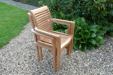 Two Teak Stacking Garden Chairs | Garden Furniture | Hunters of Yorkshire