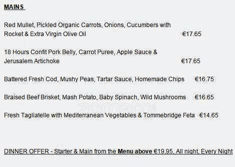 Menu at The Gables Foxrock restaurant, Dublin, 1 Torquay Rd