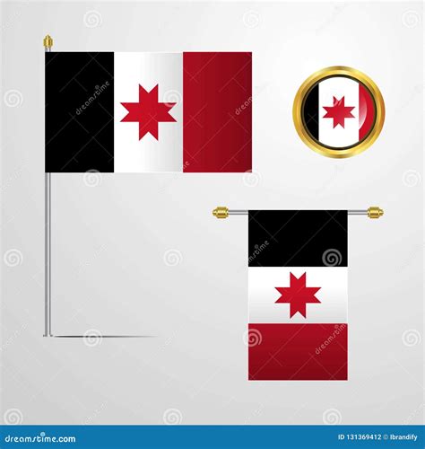 Udmurtia Waving Flag Design with Badge Vector Stock Vector - Illustration of mark, blank: 131369412