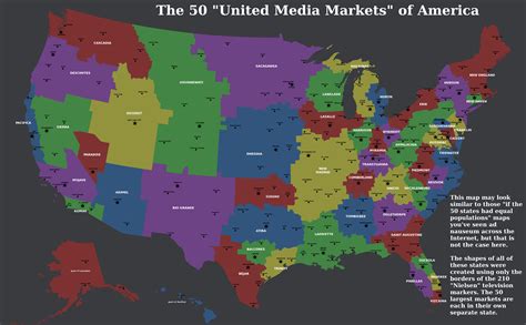 US State Map created by combining Nielsen Television Markets (see ...